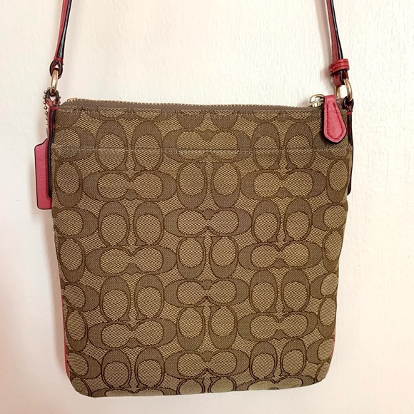 Coach Signature Brown and Pink Crossbody Bag - Picture 7 of 8
